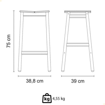 Banqueta Alta Tramontina Bossa 75 cm Madeira Tauari Natural 13692080