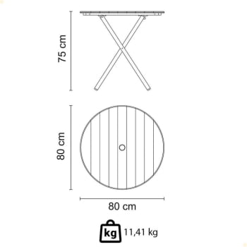 Mesa Dobrável Redonda Tramontina Bossa 80x75 cm em Madeira Tauari Natural 13695080