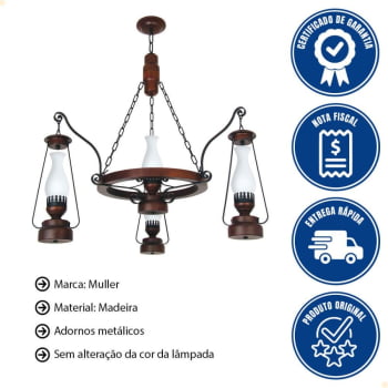 Lustre Lampião Muller 4 Lâmpadas Envelhecido 884E