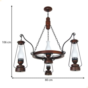 Lustre Lampião Muller 4 Lâmpadas Envelhecido 884E