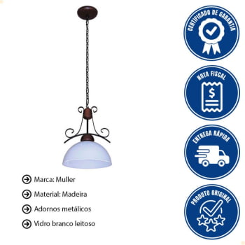 Lustre Muller Requint 1 Lâmpada Envelhecido 8903E