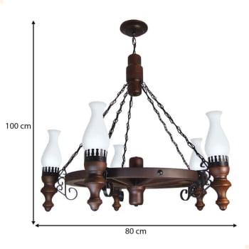 Lustre Muller Roda Carroça 5 Lâmpadas Envelhecido 905E