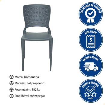 Cadeira Tramontina Safira em Polipropileno e Fibra de Vidro Grafite 92048007