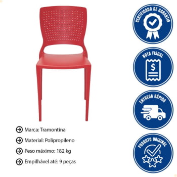 Cadeira Tramontina Safira em Polipropileno e Fibra de Vidro Vermelho 92048040