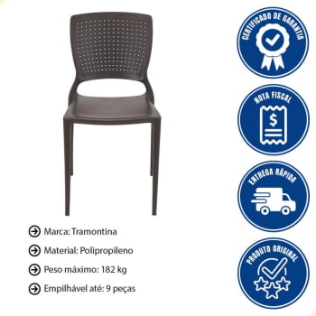 Cadeira Tramontina Safira em Polipropileno e Fibra de Vidro Marrom 92048109