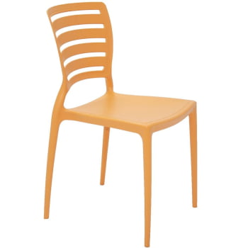 Cadeira Tramontina Sofia Laranja sem Braços com Encosto Vazado Horizontal 92237090 Cadeira Tramontina Sofia Laranja sem Braços com Encosto Vazado Horizontal 92237090
