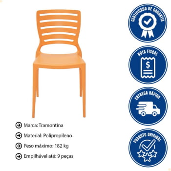 Cadeira Tramontina Sofia Laranja sem Braços com Encosto Vazado Horizontal 92237090