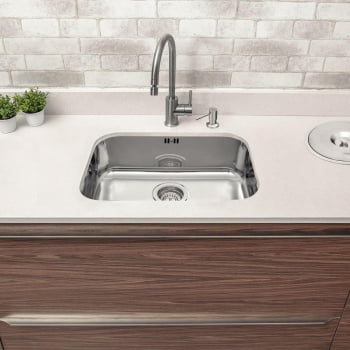 Cuba Tramontina Lavínia 47 BL Prime em Aço Inox Alto Brilho 47x30 cm com Válvula e Escape 94022203