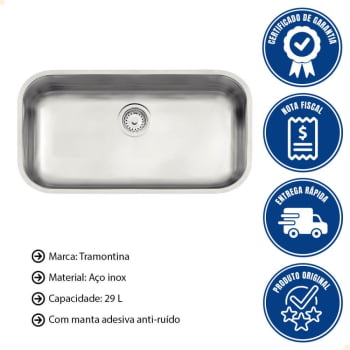 Cuba Tramontina Lavínia 56 BL Prime em Aço Inox Acetinado 56x34 cm com Válvula 94024107