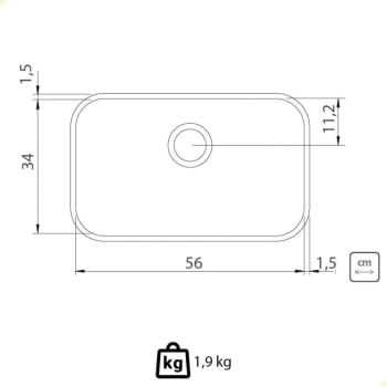 Cuba Tramontina Lavínia 56 BL Prime em Aço Inox Acetinado 56x34 cm com Válvula 94024107
