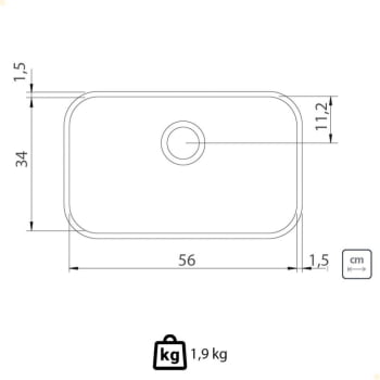 Cuba Tramontina Lavínia 56 BL Prime em Aço Inox Alto Brilho 56x34 cm com Válvula 94024202