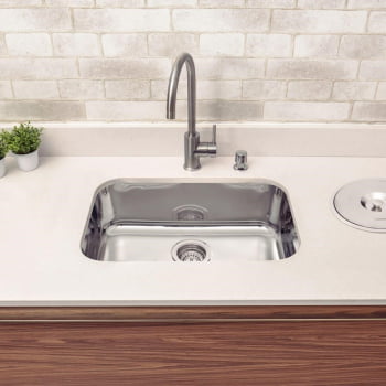 Cuba Tramontina Lavínia 56 BL Prime em Aço Inox Alto Brilho 56x34 cm com Válvula 94024202