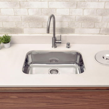 Cuba Tramontina Lavínia 56 BL Prime em Aço Inox Alto Brilho 56x34 cm com Válvula 94024207