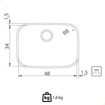 Cuba de Embutir Tramontina Lavínia 48 BL Prime Aço Inox Acetinado 48x34 cm com Válvula 94027102