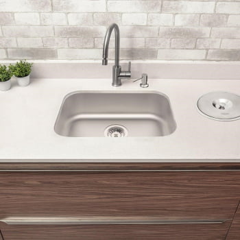 Cuba de Embutir Tramontina Lavínia 48 BL Prime Aço Inox Acetinado 48x34 cm com Válvula 94027102