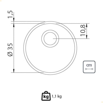 Cuba Redonda Tramontina Luna 35 BL Perfecta em Aço Inox Polido 35 cm com Válvula 94042407