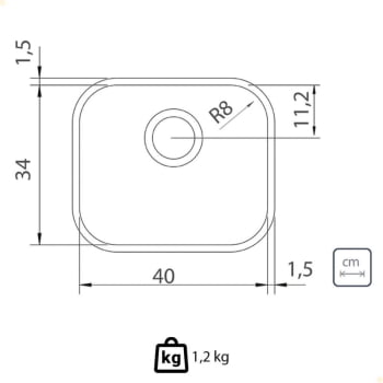 Cuba Tramontina Lavínia 40 BL Perfecta em Aço Inox Polido 40x34 cm com Válvula 94050407
