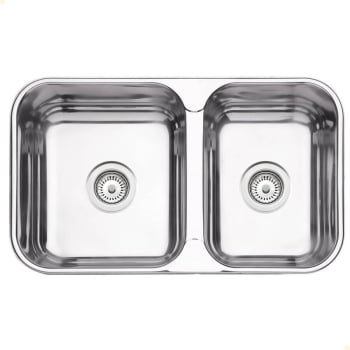 Cuba Dupla Tramontina Isis 2C 34-28 BS Perfecta Inox Polido 69x40 cm com Válvula 94062402 Cuba Dupla Tramontina Isis 2C 34-28 BS Perfecta Inox Polido 69x40 cm com Válvula 94062402