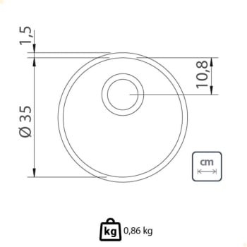 Cuba Redonda Tramontina Luna 35 BL Standard em Aço Inox Polido 35cm com Válvula 94073507