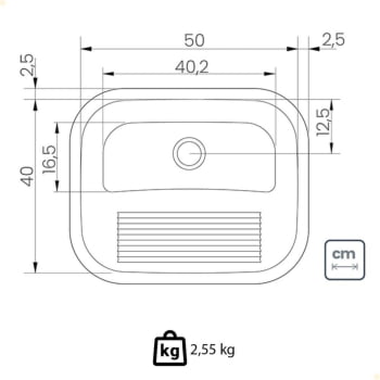 Tanque de Encaixe Tramontina Hera 30 L em Aço Inox Polido 50x40 cm 94400407