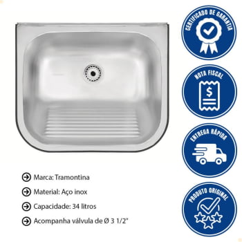 Tanque de Parede Tramontina Hera Wall 34 L em Aço Inox Acetinado 50x40 cm - 94401107