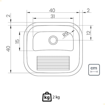 Tanque de Encaixe Tramontina Hera 23 Litros Aço Inox Acetinado 40x40 cm 94403107