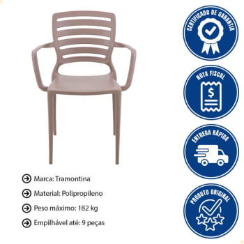 Kit 4 Cadeiras Tramontina Summa Sofia em Polipropileno Camurça 92036210