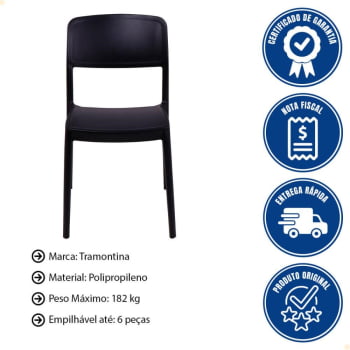 Kit 4 Cadeiras Tramontina Summa Marta em Polipropileno Preta 92094009