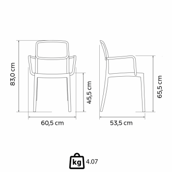 Kit 4 Cadeira Tramontina Marta Em Polipropileno Cor Areia Com Braços 92095120