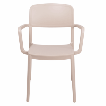 Kit 4 Cadeira Tramontina Marta Em Polipropileno Cor Areia Com Braços 92095120