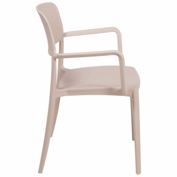 Kit 4 Cadeira Tramontina Marta Em Polipropileno Cor Areia Com Braços 92095120