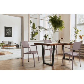 Kit 4 Cadeira Tramontina Marta Em Polipropileno Cor Camurça Com Braços 92095210