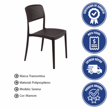 Kit 4 Cadeira Tramontina Serena Em Polipropileno Cor Marrom 92096109