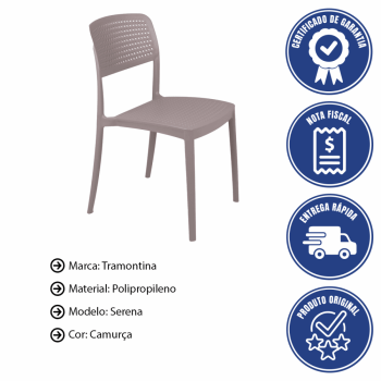 Kit 4 Cadeira Tramontina Serena Em Polipropileno Cor Camurça 92096210