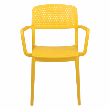 Kit 4 Cadeira Tramontina Serena Em Polipropileno Com Braços Cor Amarela 92097000
