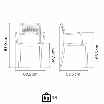 Kit 4 Cadeira Tramontina Serena Em Polipropileno Cor Branco Com Braços 92097010
