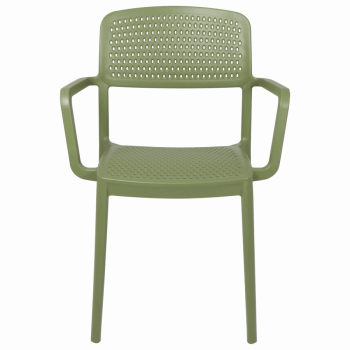 Kit 4 Cadeira Tramontina Serena Em Polipropileno Cor Verde Oliva Com Braços 92097027