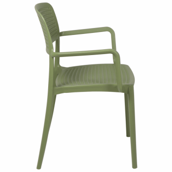 Kit 4 Cadeira Tramontina Serena Em Polipropileno Cor Verde Oliva Com Braços 92097027