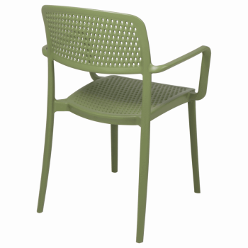Kit 4 Cadeira Tramontina Serena Em Polipropileno Cor Verde Oliva Com Braços 92097027