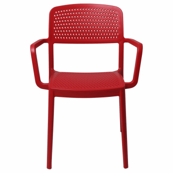 Kit 4 Cadeira Tramontina Serena Em Polipropileno Cor Vermelho Com Braços 92097040