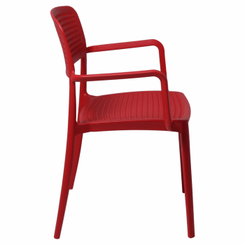 Kit 4 Cadeira Tramontina Serena Em Polipropileno Cor Vermelho Com Braços 92097040
