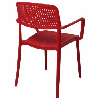 Kit 4 Cadeira Tramontina Serena Em Polipropileno Cor Vermelho Com Braços 92097040