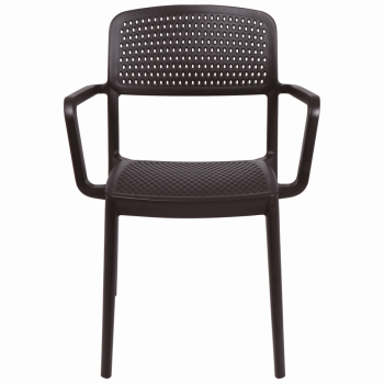 Kit 4 Cadeira Tramontina Serena Em Polipropileno Cor Marrom Com Braços 92097109