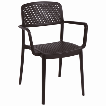 Kit 4 Cadeira Tramontina Serena Em Polipropileno Cor Marrom Com Braços 92097109