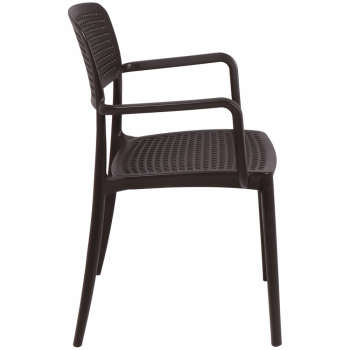 Kit 4 Cadeira Tramontina Serena Em Polipropileno Cor Marrom Com Braços 92097109