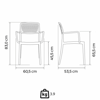 Kit 4 Cadeira Tramontina Serena Em Polipropileno Cor Areia Com Braços 92097120