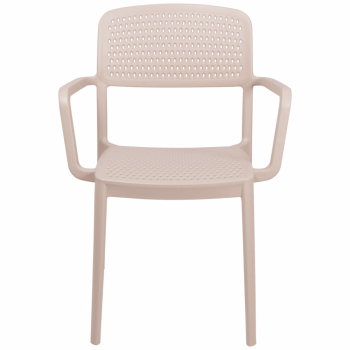 Kit 4 Cadeira Tramontina Serena Em Polipropileno Cor Areia Com Braços 92097120