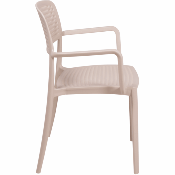 Kit 4 Cadeira Tramontina Serena Em Polipropileno Cor Areia Com Braços 92097120