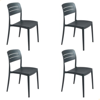 Kit 4 Cadeira Tramontina Amélia Em Polipropileno Cor Grafite 92098007 Kit 4 Cadeira Tramontina Amélia Em Polipropileno Cor Grafite 92098007