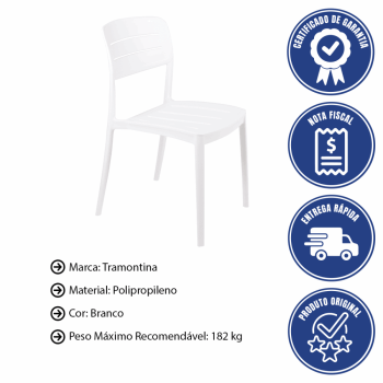 Kit 4 Cadeira Tramontina Amélia Em Polipropileno Cor Branco 92098010